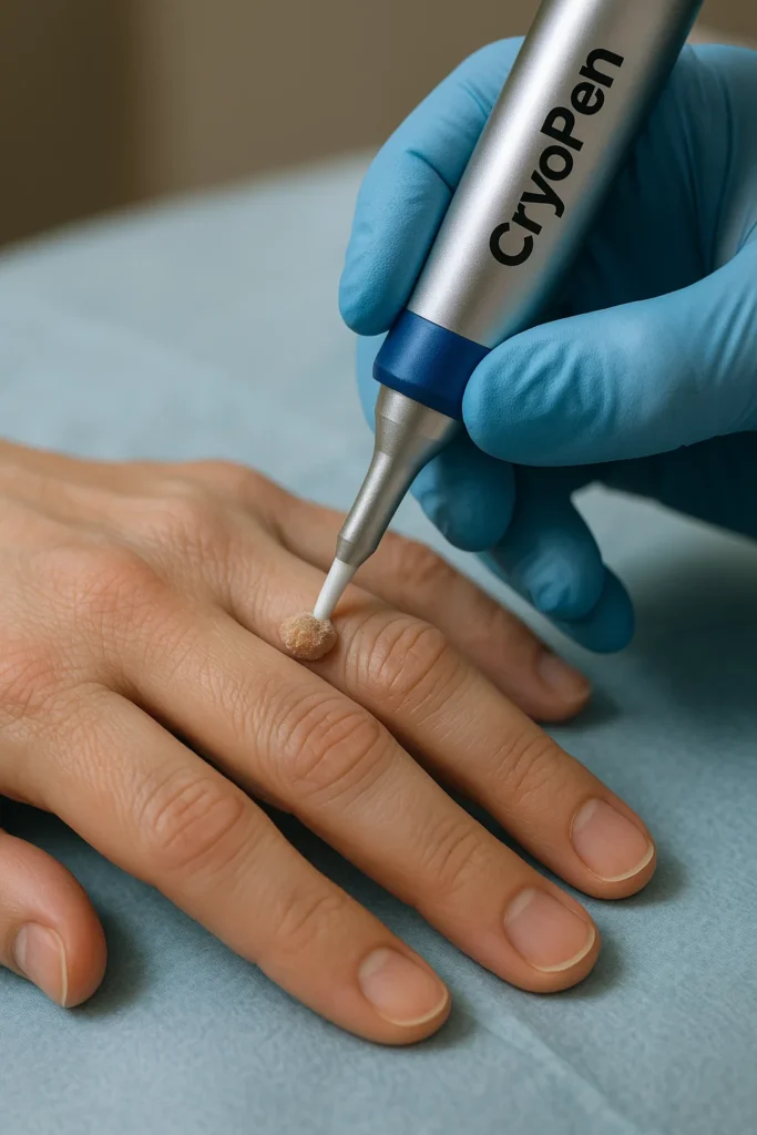 example of cryopen wart removal Liverpool treatment on a persons finger