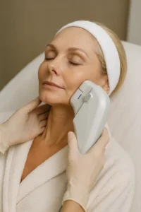 Woman receiving HIFU non surgical facelift treatment Liverpool