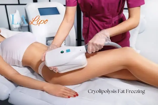 Woman receiving coolsculpting Liverpool treatment on her thighs