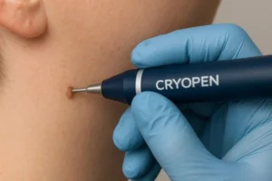 Person receiving skin tag removal Liverpool