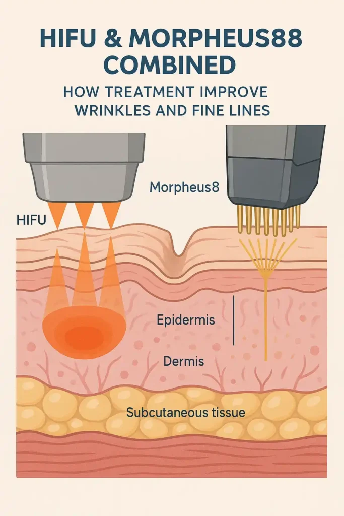 Diagram showing HIFU & Morpeus8 Liverpool and the benefits for reduction in wrinkles and fine lines